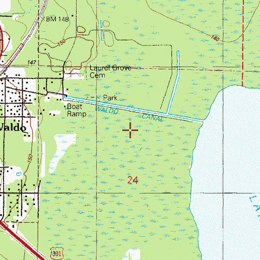 Topographic Map of Waldo Canal, FL