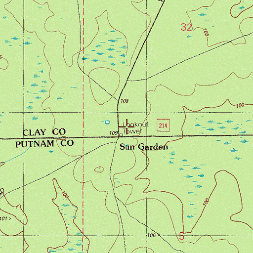 Topographic Map of Sungarden Lookout Tower, FL
