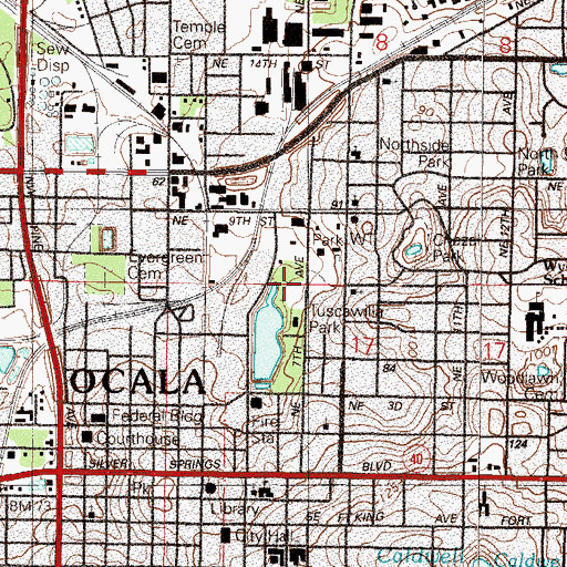 Topographic Map of Tuscawilla Park, FL
