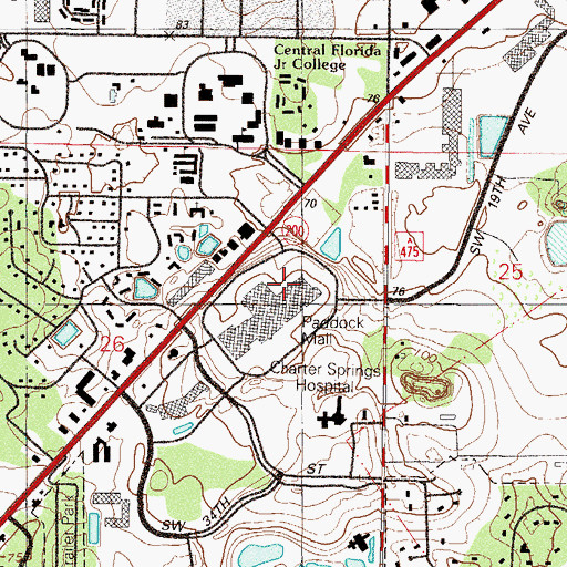 Topographic Map of Paddock Mall, FL