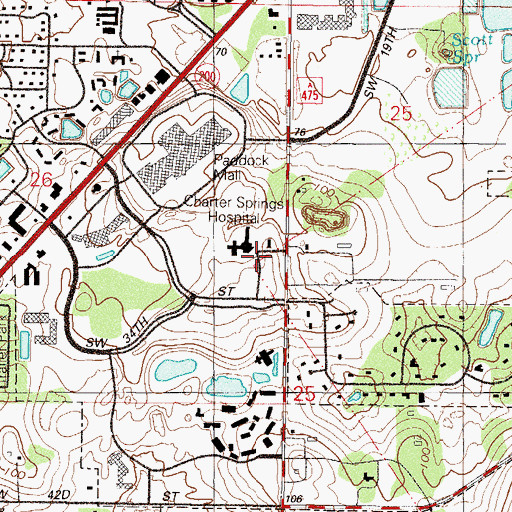 Topographic Map of Charter Springs Hospital (historical), FL