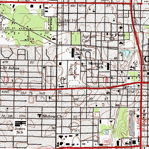 Topographic Map of Gerig and Webb Sports Complex, FL
