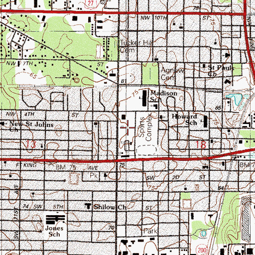Topographic Map of War Memorial Recreation Center, FL