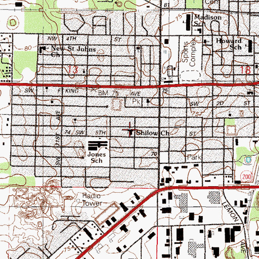 Topographic Map of Shiloh Seventh Day Adventist Church, FL