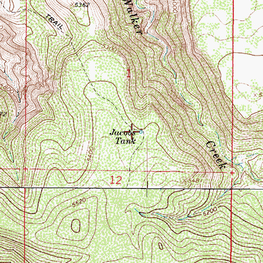 Topographic Map of Jacobs Tank, AZ