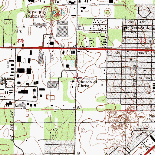 Topographic Map of Church of Christ, FL