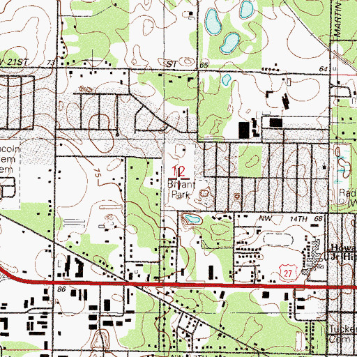 Topographic Map of Lillian F Bryant Park, FL