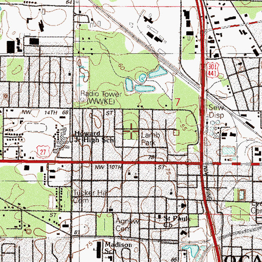 Topographic Map of Lamb Park, FL