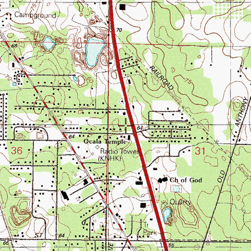 Topographic Map of Ocala Baptist Temple, FL