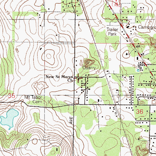 Topographic Map of New Saint Marys Baptist Church, FL