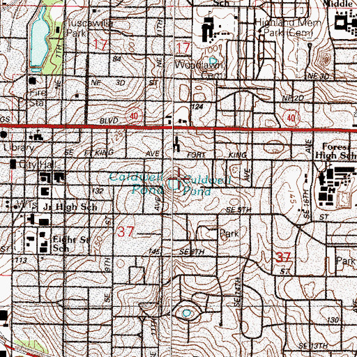 Topographic Map of Caldwells Pond, FL