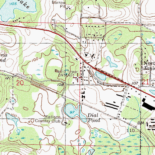 Topographic Map of WMAF Radio Tower, FL