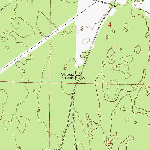 Topographic Map of Stroud Cemetery, FL