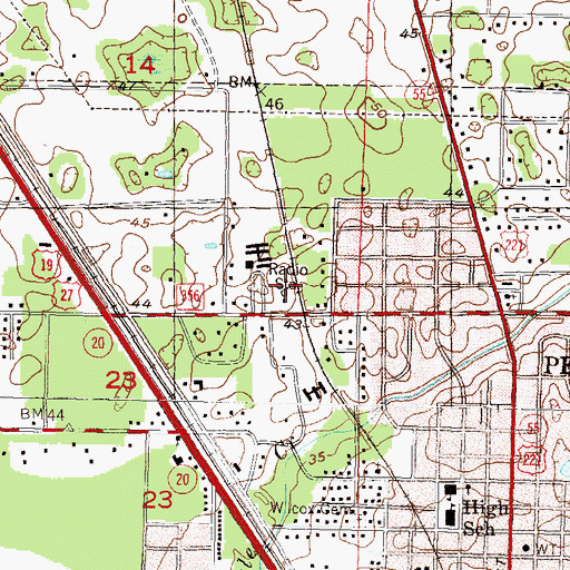 Topographic Map of WPRY Radio Station, FL