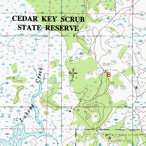 Topographic Map of Cedar Key Scrub State Reserve, FL