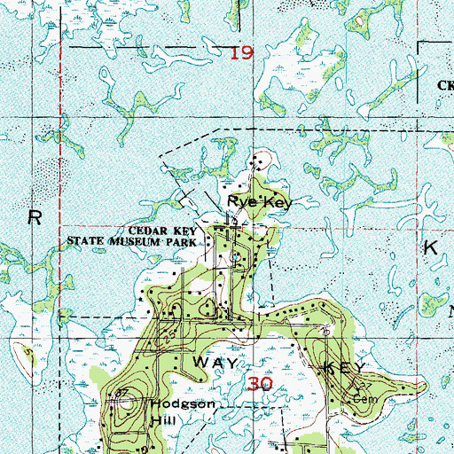 Topographic Map of Cedar Key Museum State Park, FL