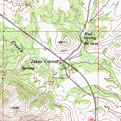 Topographic Map of Jakes Corner, AZ