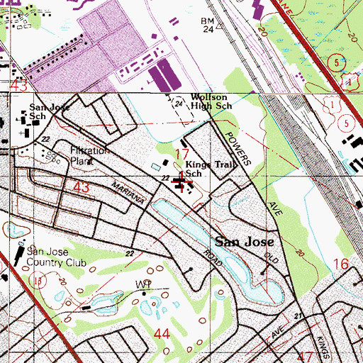 Topographic Map of Kings Trail Elementary School, FL