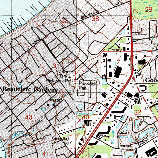 Topographic Map of Pickwick Park, FL