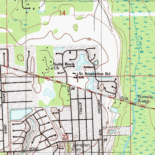 Topographic Map of Saint Augustine Road Baptist Church, FL