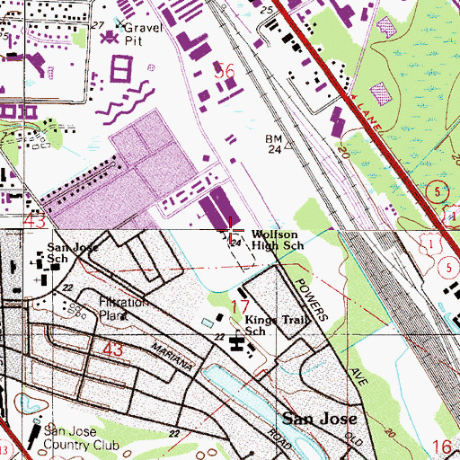 Topographic Map of Wolfson High School, FL