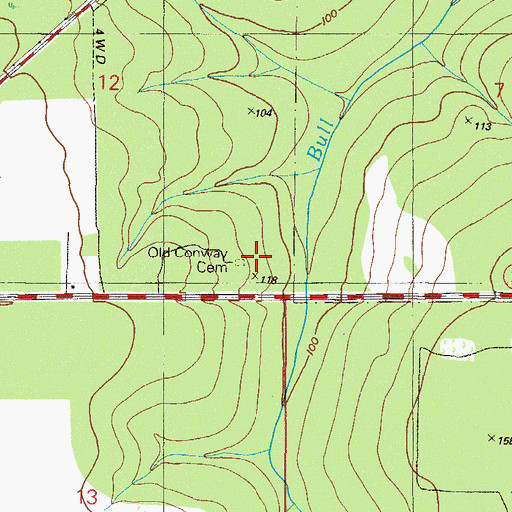 Topographic Map of Old Conway Cemetery, FL