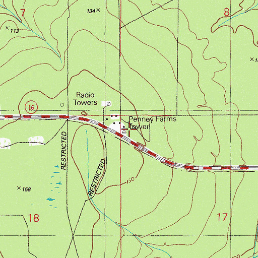 Topographic Map of Penney Farms Tower, FL