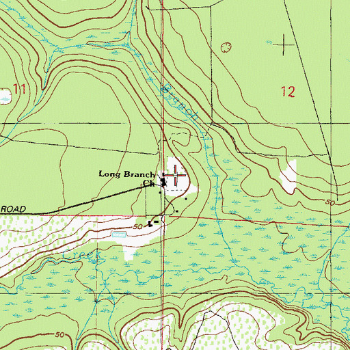 Topographic Map of Long Branch Cemetery, FL