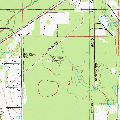 Topographic Map of Whitker Cemetery, FL