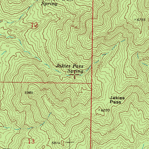 Topographic Map of Jakies Pass Spring, AZ
