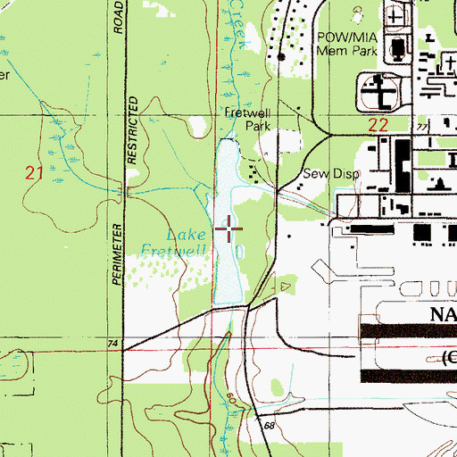 Topographic Map of Lake Fretwell, FL