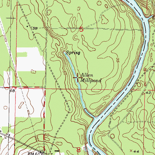 Topographic Map of Allen Mill Pond, FL