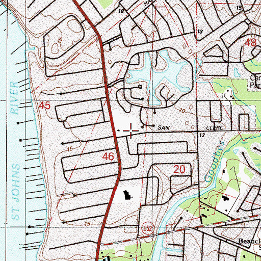 Topographic Map of Beauclerc Country Club (historical), FL
