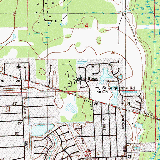 Topographic Map of Solid Rock Church, FL