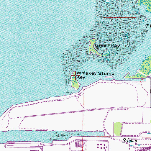 Topographic Map of Whiskey Stump Key, FL
