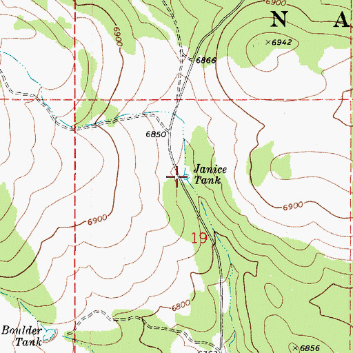 Topographic Map of Janice Tank, AZ