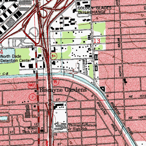 Topographic Map of Biscayne Canal, FL