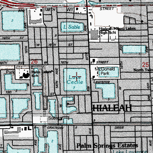 Topographic Map of Lake Cecile, FL