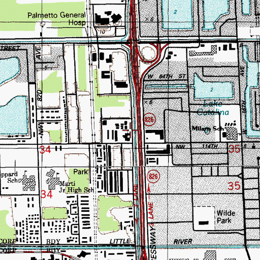 Topographic Map of Meadowlane Church, FL