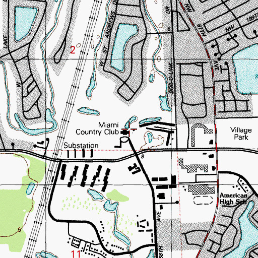 Topographic Map of Miami Country Club, FL