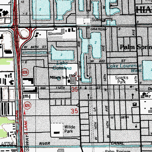Topographic Map of M A Milam K - 8 Center, FL