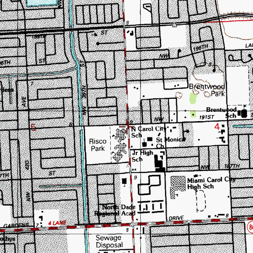 Topographic Map of Barbara Hawkins Elementary School, FL