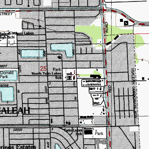 Topographic Map of North Twin Lakes Elementary School, FL