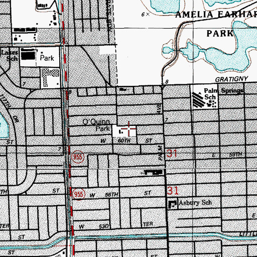 Topographic Map of O'Quinn Park, FL