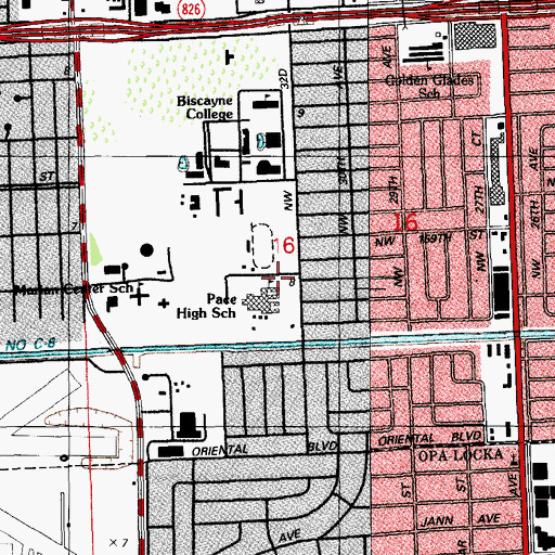 Topographic Map of Pace High School, FL