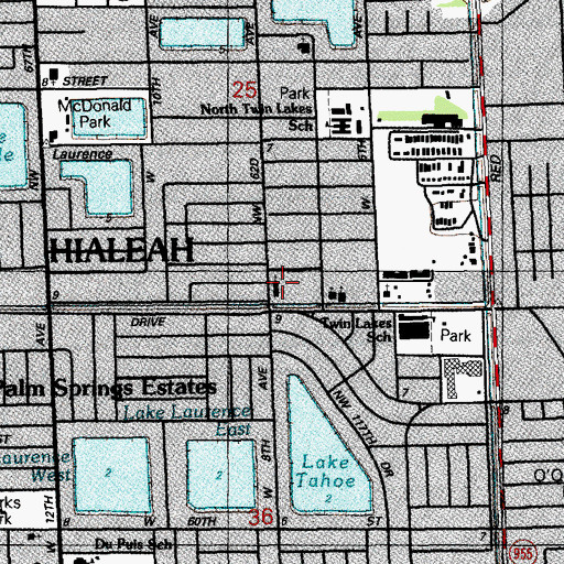 Topographic Map of Palm Springs Church, FL