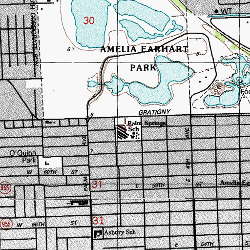 Topographic Map of Palm Springs Elementary School, FL