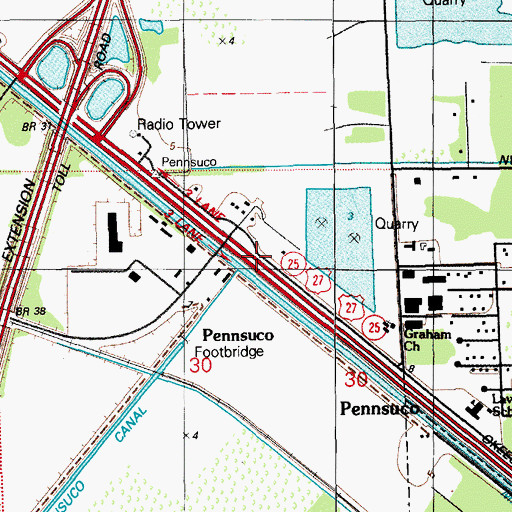 Topographic Map of Pennsuco, FL