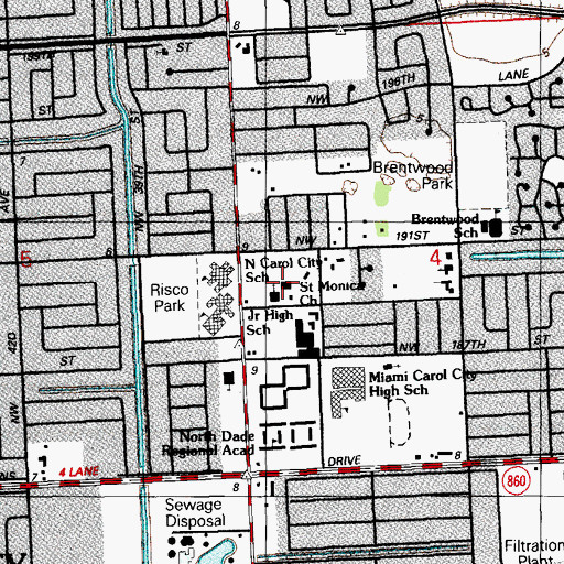 Topographic Map of Saint Monica Church, FL