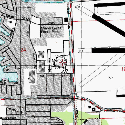 Topographic Map of Vista Memorial Gardens, FL